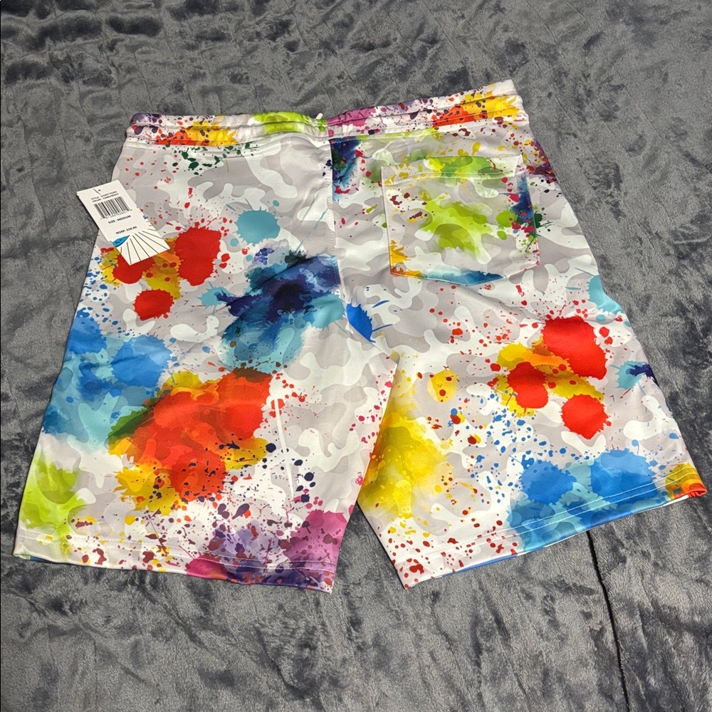 Multicolor Splash Men's Shorts - Picture 2 of 3